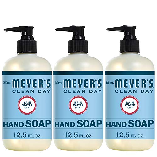 Mrs. Meyer's Clean Day Liquid Hand Soap, Cruelty Free and Biodegradable Formula, Rain Water Scent, 12.5 Oz- Pack of 3