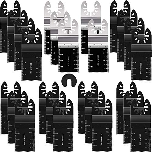 Oscillating Saw Blades for Wood and Metal, 26 Pack Quick Release Tool Kit Universal Fit Dewalt Fein Multimaster Ryobi Rockwell Makita Milwaukee Craftsman Ridgid Black Decker Bosch Dremel Porter Cable