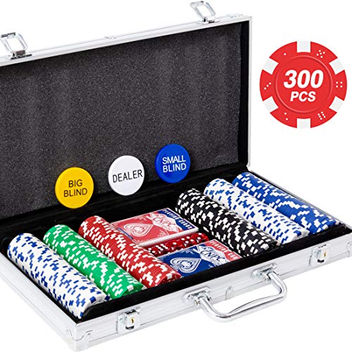 Yinlo Poker Chip Set - 300PCS Poker Set with Aluminum Case, 11.5 Gram Casino Chips for Texas Holdem Blackjack Gambling