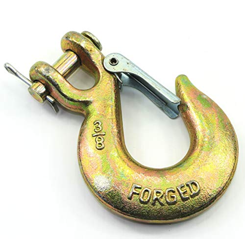 (Pack of 2) 3/8 Inch Safety Hook with Latch Forged G70 18,000 Lb Capacity