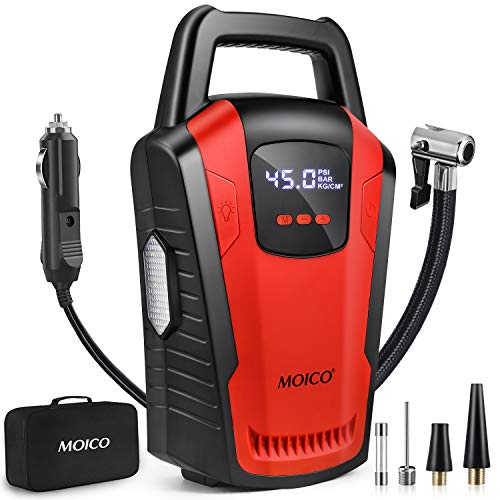 MOICO Portable Air Compressor Pump, 12V DC Car Tire Inflator with Digital Pressure Gauge,120 PSI Tire Pump,Auto Shut Off Air Pump with Bright LED Light for Car Tires, Bicycle, Motorcycle, Ball