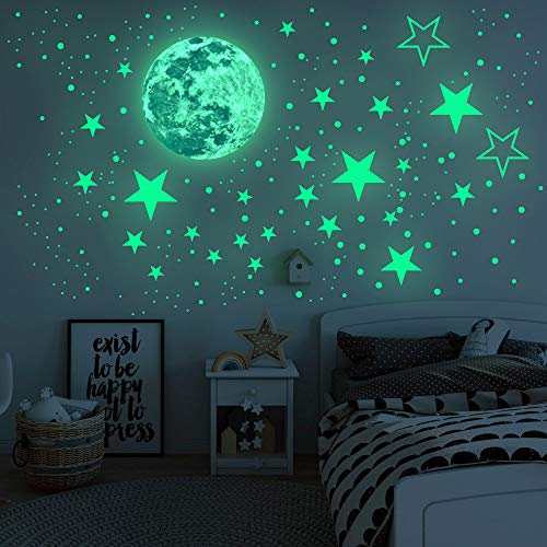 Airsnigi Glowing in The Dark Wall Sticker,1093PCS Adhesive Wall Stickers, Including Glowing Stars and Earth,3D Glow Stars for Ceiling and Wall Decals, Perfect for Kids Bedroom and Kids Birthday Gift