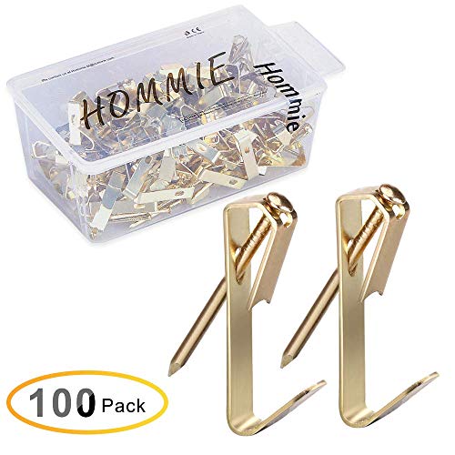 Hommie 100 Pcs Heavy Duty 30lbs Picture Hangers with Nails Photo Picture Frame Hooks Professional Picture Hanging Kit on Wooden/Drywall Hanging Solution Hardware for Canvas,Office,Clock,Mirror(30LB)