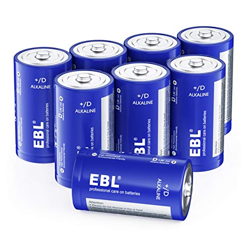 EBL D Batteries, Alkaline D Cell Batteries 8 Battery Count(Pack of 1)