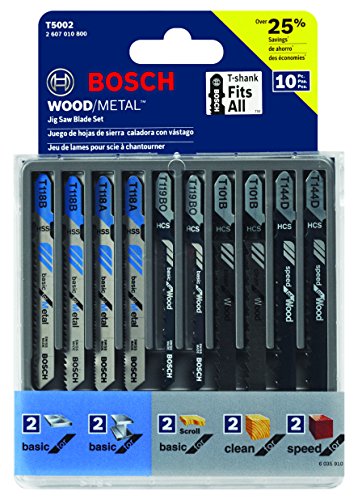 Bosch 10-Piece Assorted T-Shank Jig Saw Blade Set T5002