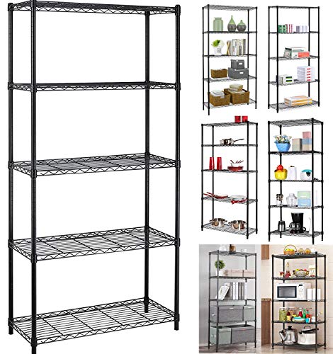 Floor Standing Storage Rack, 5-Shelf Adjustable Storage Shelving Unit, Steel Organizer, Carbon Steel Storage Rack, Changeable Assembly Heavy Duty Shelf