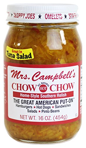 Mrs. Campbell's All Natural Hot Southern Chow Chow Relish, 16 Oz Glass Jar