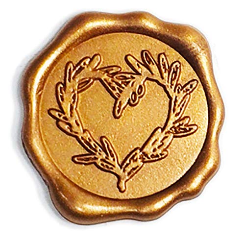 Adhesive Wax Seal Stickers 25Pk Branch Heart - Pre-Made from Real Sealing Wax (Gold)