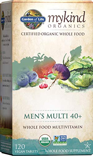 Garden of Life mykind Organics Whole Food Multivitamin for Men 40+ 120 Tablets, Vegan Mens Multi for Health & Well-being Certified Organic Whole Food Vitamins & Minerals for Men Over 40 Mens Vitamins