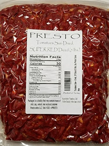 Tomatoes Sun-Dried, SUPER RED 'Fresh and delicious' Diced (5 lbs.) by Presto Sales LLC