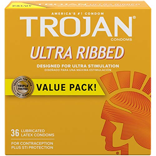 Trojan Stimulations Ultra Ribbed Lubricated Condoms, 36ct