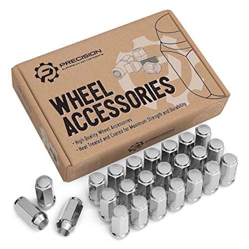 24pcs Silver 14x1.5 Lug Nuts (1.8' Length x 0.90' Width) Bulge Cone Acorn Taper Seat - Compatible with 2018+ Jeep Wrangler JL, Various Ford Chevy GMC Buick Cadillac (For 6-Lug Wheels)