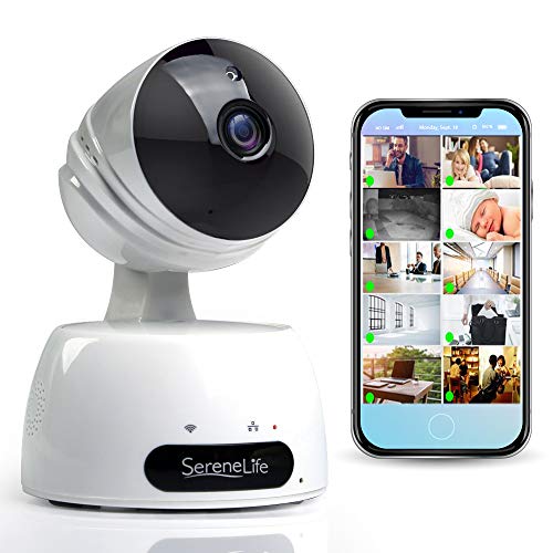 SereneLife Indoor Wireless IP Camera-HD 720p Network Security Surveillance Home Monitoring w/ Motion Detection, Night Vision,PTZ,2 Way Audio, iPhone Android Mobile App-PC WiFi Access- IPCAMHD30,White