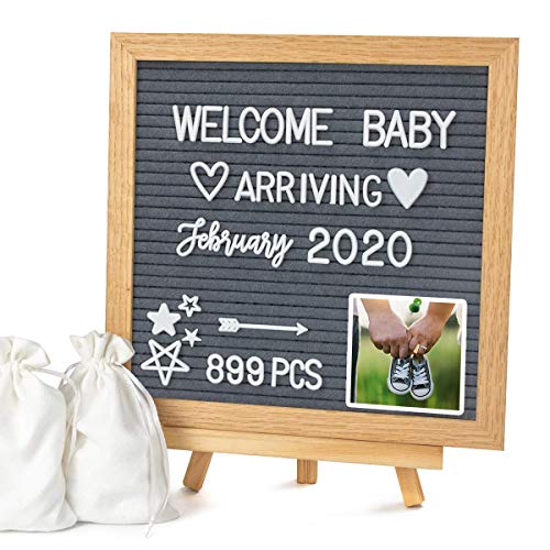 YRYM HT Double Sided Felt Letter Board with Letters - 10' x 10' Rustic Wood Frame Message Board with Changeable Letter Boards Include Pre-Cut 889 White Plastic Letters
