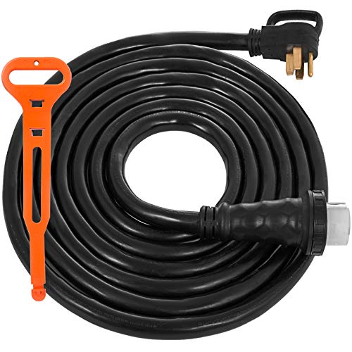 Happybuy RV Shore Power Extension Cord 50FT 50 AMP Weatherproof Heavy Duty 6AWG/3C+8AWG/1C Twist Lock Cord 50 Amp RV Replacement Cord UL and CSA Approved with Molded Connector and Patented Handle