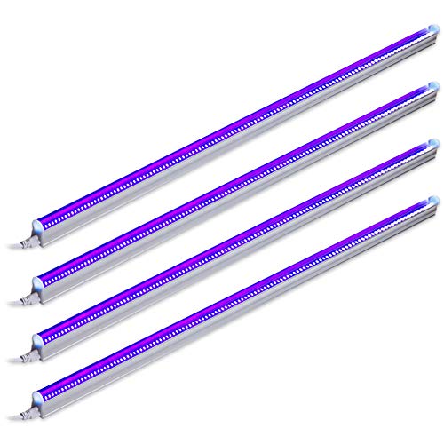 Barrina UV LED Blacklight Bar, 22W 4ft, T5 Integrated Bulb, Black Light Fixture for Blacklight Poster and Party, Fun Atmosphere with Built-in on,Off Switch (4-Pack)