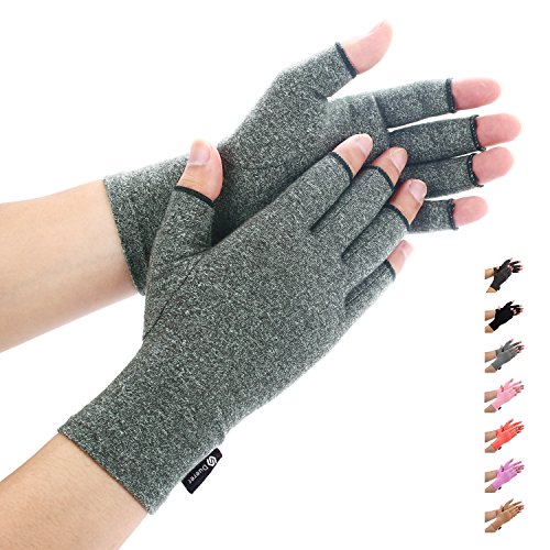 Arthritis Gloves by Duerer, Compression Gloves for RSI, Carpal Tunnel, Rheumatiod, Tendonitis, Fingerless Hand Thumb, Small Medium Large XL for Pain Relief Women Men(Gray, Medium)