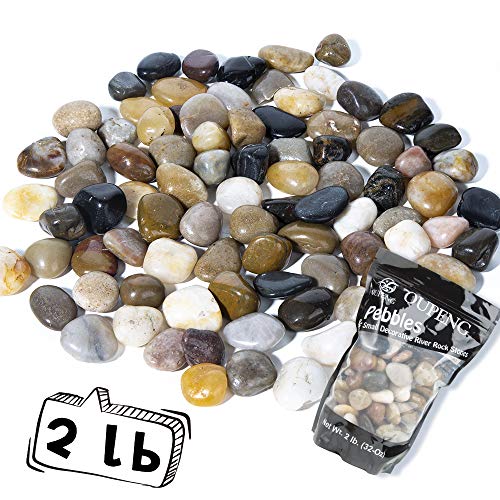 OUPENG Pebbles Polished Gravel, Natural Polished Mixed Color Stones, Small Decorative River Rock Stones 2 Pounds (32-Oz)
