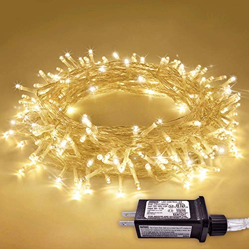 JMEXSUSS 66ft 200 LED String Lights Indoor Outdoor Christmas Lights 8 Modes Christmas String Lights Fairy String Lights for Home Christmas Tree Wedding Party Bedroom Decoration(Warm White)