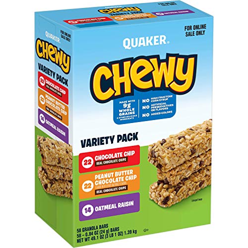 Quaker Chewy Granola Bars, 3 Flavor Variety Pack, (58 Pack)