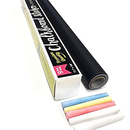 Chalkboard Contact Paper 9 Foot roll (108 inches) + (5) Color Chalk Included - by Simple Shapes
