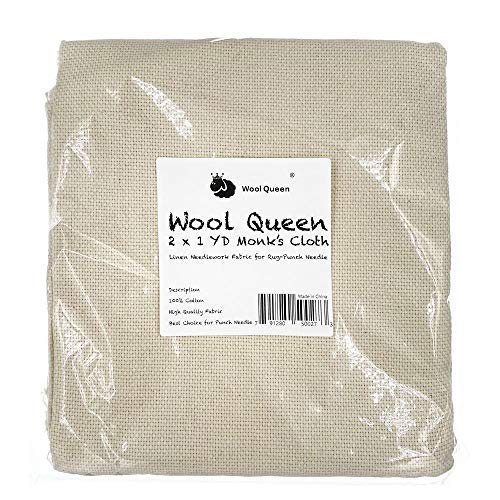 Wool Queen 2 Yard Length by 1Yard Width Monk's Cloth, Linen Needlework Fabric for Rug-Punch & Pinch Needle