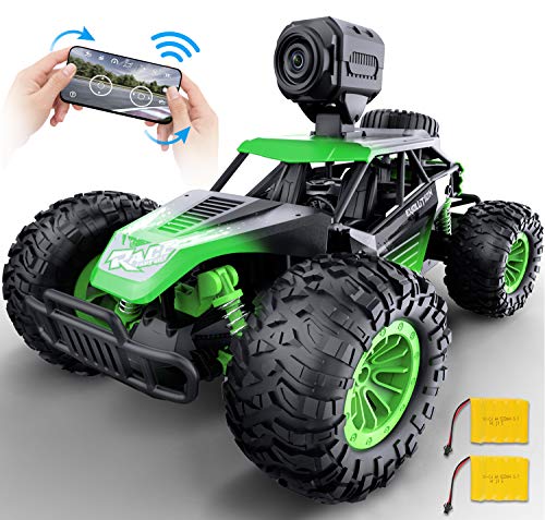 Gizmovine Remote Control Car with Camera, High Speed Racing Off-Road RC Cars with 2 Rechargeable Batteries, Waterproof RC Monster Trucks Buggy Vehicle Electric Toy Cars for All Kids Boy