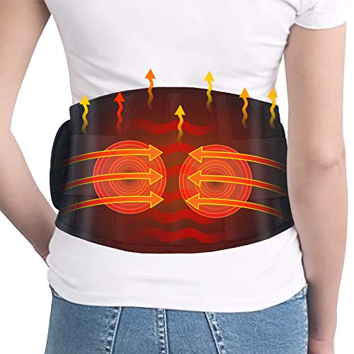 Heating Pad for Back Pain- Dreamegg Heating Pad for Lower Back Pain Relief with Vibration, Fast Heated Massage Pad with Adjustable Belt, Rechargeable Battery, Heating Waist Belt for Abdominal Cramps