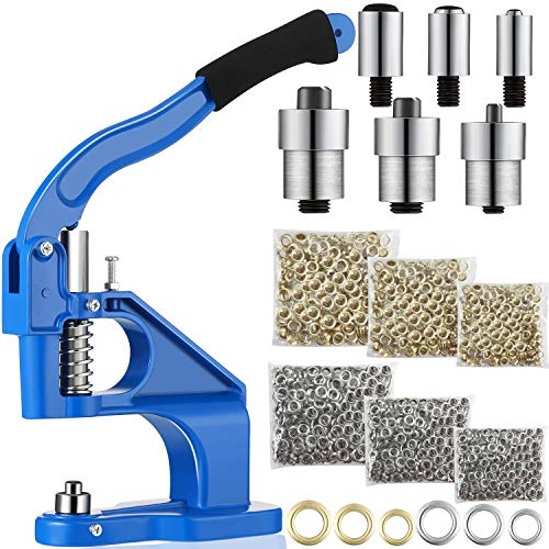 3 Die Hand Press Grommet Machine Grommets Eyelet Tool Kit with Handle Cover 2400 Pieces Grommets for Grommets Snap Buttons Rivets Eyelets Pearls, Size 0, 2, 4