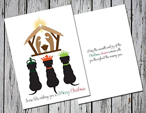 3 Wise Labs Christmas Cards Set of 20 with envelopes - Max, Drake and Hank Celebrate Christmas