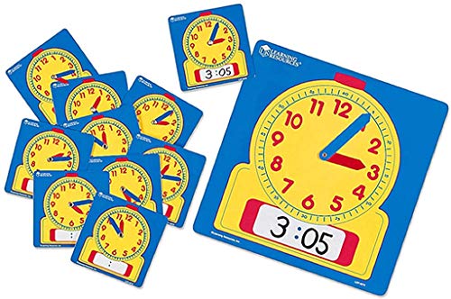 Learning Resources Write & Wipe Clocks Classroom Set, Laminated Dry-Erase, Teaching Aids, Set of 25, Ages 6+,Brown/a