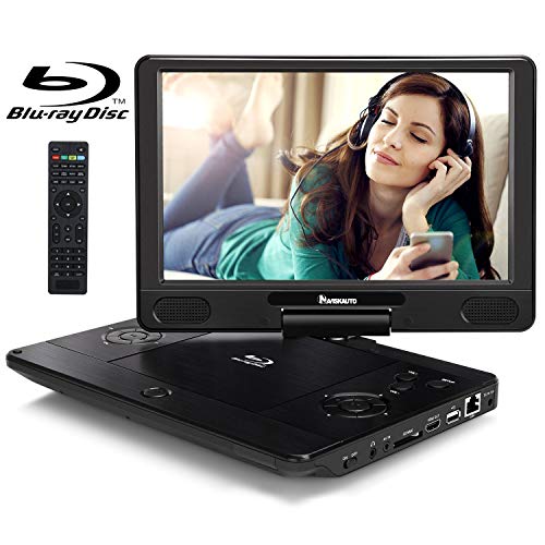 NAVISKAUTO 12 inch Portable Blu Ray DVD Player with Rechargeable Battery Support HDMI Out MP4 1080P Dolby Audio Sync Screen USB SD