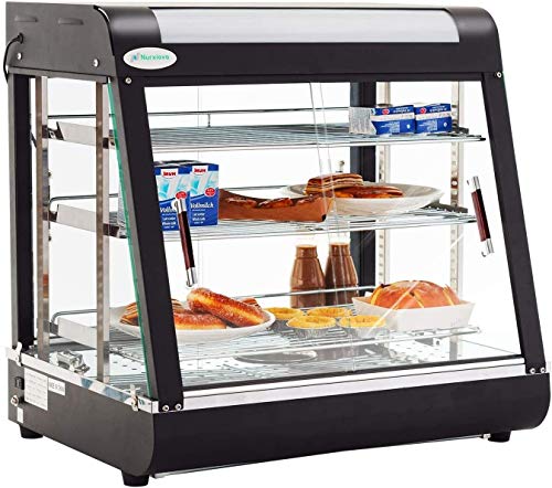 SUNCOO 27'' Commercial Food Warmer Display Hot Food Countertop Case Buffet Restaurant Heated Cabinet 3 Tier Food Showcase for Catering Pizza Empanda Pastry Patty Warmer 25-1/2 X 27 X 19inch