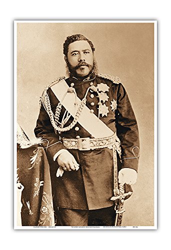 The Merrie Monarch - Hawaiian King David Kalākaua (Kalakaua) (1836-1891) - Vintage Sepia Toned Photograph c.1880s - Master Art Print 13in x 19in