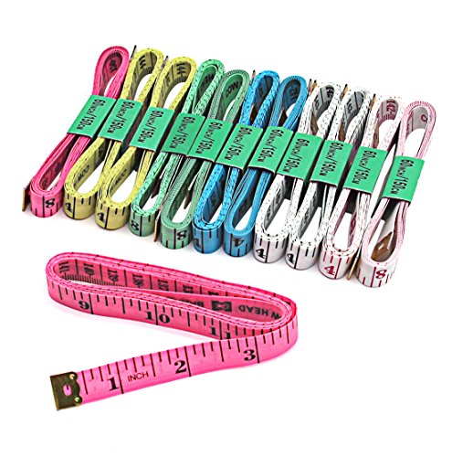 Blisstime Tailor Sewing Flexible Ruler Tape Measure 60'150cm 6 Colors Pack of 12 (12PCS, Mix)