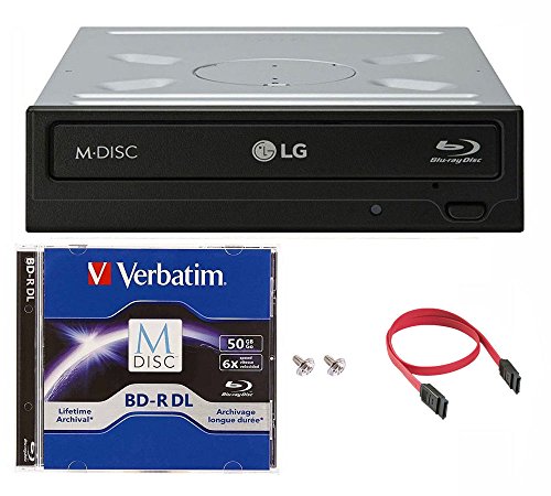 LG WH14NS40 16X Blu-ray BDXL DVD CD Internal Burner Drive Bundle with Free 50GB M-DISC BD-R DL + SATA Cable + Mounting Screws