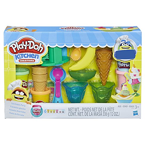 Play-Doh Kitchen Creations Ice Cream Party Play Food Set with 6 Non-Toxic Colors, 2 Oz Cans (Amazon Exclusive),Brown