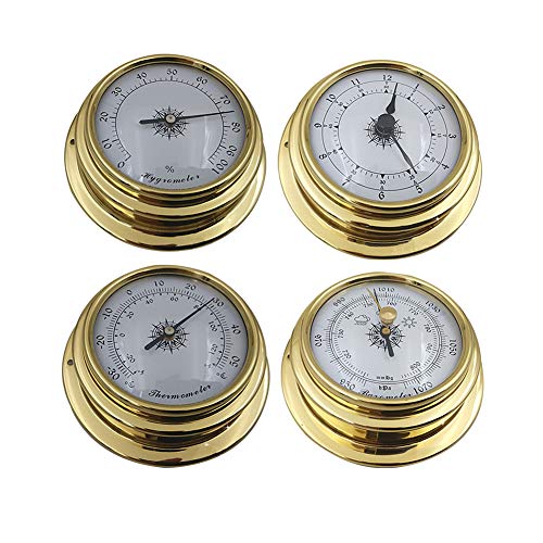 better18 4-Pack Mini Hygrometer Thermometer, Weather Station Set, Portable Marine Wall Mounted Barometer Clock Meter Thermometer Hygrometer Kit