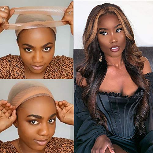 Brown Silicone Wig Grip to Secure Wig Sweatproof Seamless Wig Hand without Gel or Glue Available Soft Drop-shaped Hair Band Elastic Non Slips Wig Grip Band for Wigs Sports Yoga(L size)