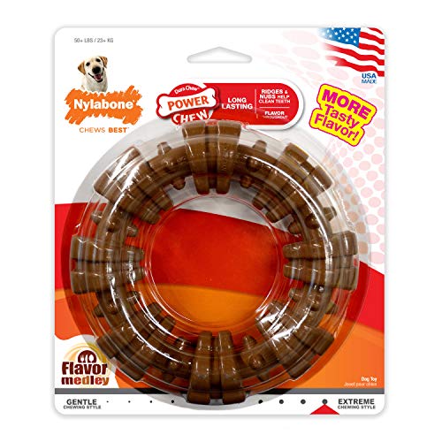 Nylabone Power Chew, Textured Dog Chew Ring Toy, Flavor Medley, X-Large/Souper - 50+ lbs.