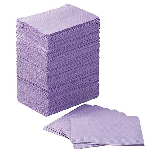 JMU Dental Bibs, Disposable 3 Ply Tissue Napkin Waterproof for Patient Bibs, Tattoo Bibs, Tray Covers, 13' x 18' Lavender, Pack of 125