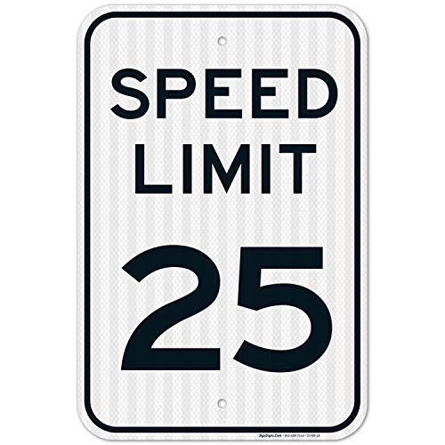 Speed Limit 25 MPH Sign, Large 12x18 3M Reflective (EGP) Rust Free .63 Aluminum, Weather/Fade Resistant, Easy Mounting, Indoor/Outdoor Use, Made in USA by SIGO SIGNS