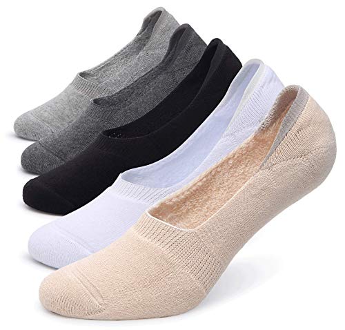 Pareberry Women's Thick Cushion Cotton Athletics Casual Low Cut Flat Non-Slip Boat Liner No Show Socks-5/10 Pack (Shoe Size: 5-8.5, A-multicoloured)