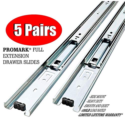 Promark Full Extension Drawer Slide-5 Pack (24 Inches-5 Pack)