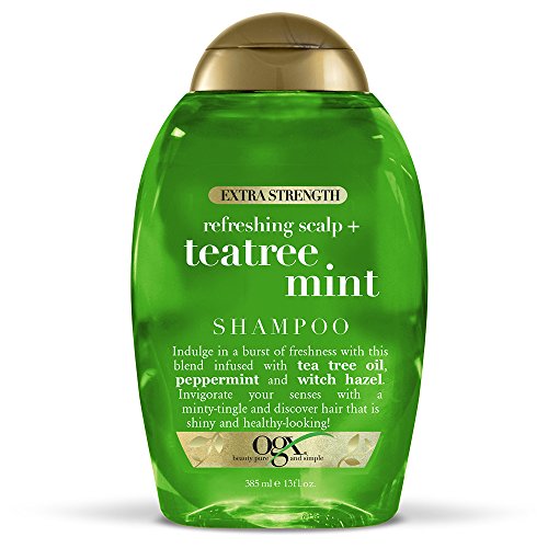 OGX Extra Strength Refreshing Scalp + Teatree Mint Shampoo, Invigorating Scalp Shampoo with Tea Tree & Peppermint Oil & Witch Hazel, Paraben-Free, Sulfate-Free Surfactants, 13 fl oz