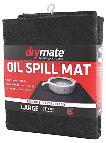 Drymate OSM2936C Black 29' x 36' Spill, Premium Absorbent Mat – Reusable/Durable/Waterproof – Oil Pad Contains Liquids, Protects Garage Floor Surface (Made in The USA)