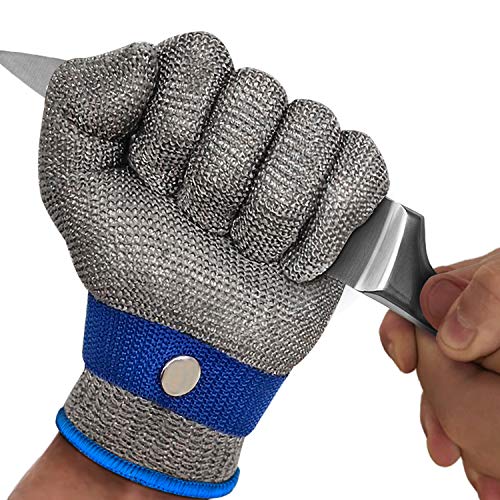 MAFORES Cut Resistant Gloves Level 9 Stainless Steel Wire Metal Mesh Butcher Safety Work Gloves for Meat Cutting, Fishing, Latest Material (Medium)