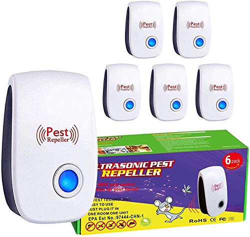 Falatier Ultrasonic Pest Repeller 6 Pack，Power 5-6W，Pest Control for Insects, Mosquito, Mouse, Cockroaches, Rats, Bug, Spider, Ant, Human and Pet Safe，White