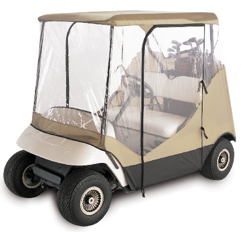 Classic Accessories Fairway Travel 4-Sided 2-Person Golf Cart Enclosure, Tan