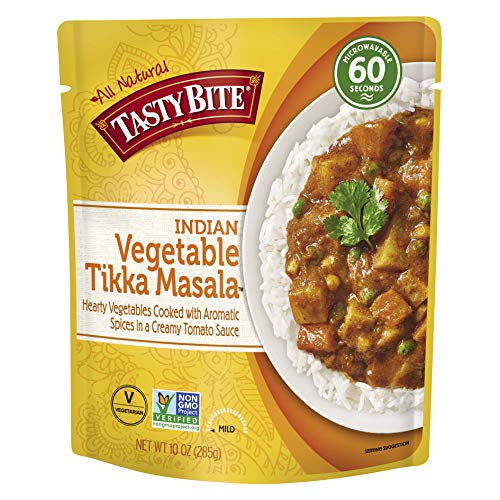 Tasty Bite Indian Entree Vegetable Tikka Masala 10 Ounce (Pack of 6), Fully Cooked Indian Entrée with Vegetables & Aromatic Spices in Creamy Tomato Sauce, Vegetarian, Gluten Free, Ready to Eat